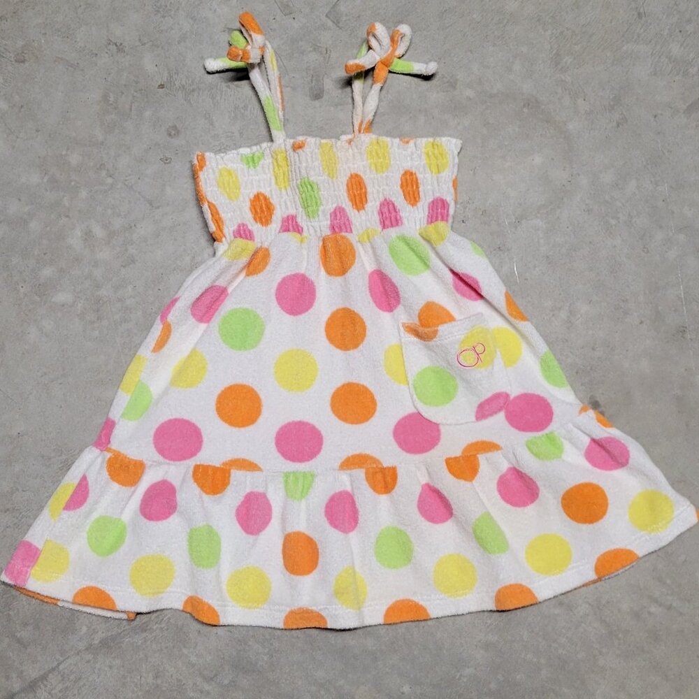 🛒 3/$20 Kids OP polka dot terry cloth coverup dress size 3T